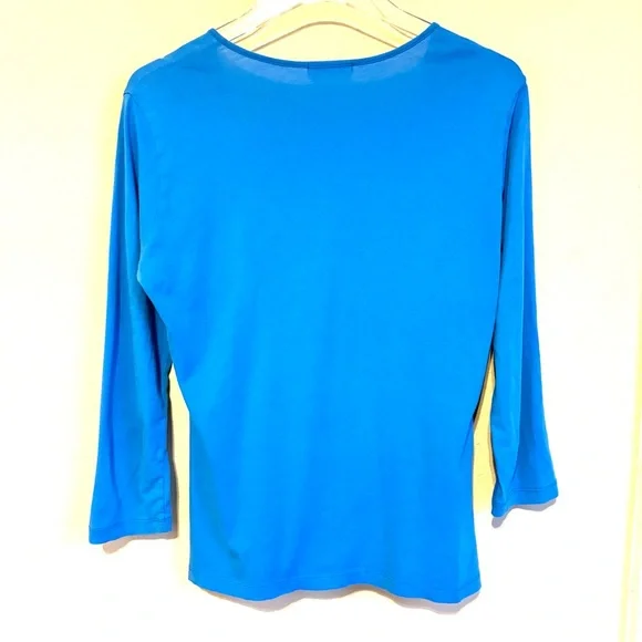 Elliott Lauren Wrap Ruched 3/4 Sleeve Top Medium - Picture 5 of 6